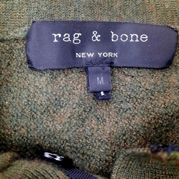 Rag & Bone Olive Green 100% Extra Fine Merino Wool Sweater‎ Size Medium Women's - Picture 8 of 9